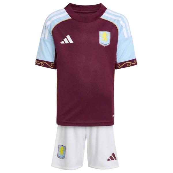 Aston Villa 2025/26 Hemmatröja Barn Set – Kortärmad Fotbollströja med Shorts 1 Aston Villa Barn Hemmaställ 2025/26 Kortärmad Tröja + Shorts