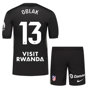 Atlético Madrid Målvaktsställ Barn 2025/26 Jan Oblak 13 Svart Kortärmad Tröja + Shorts