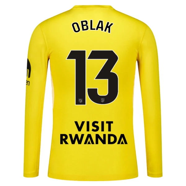 Atlético Madrid Målvaktströja Herr 2025-26 Jan Oblak 13 Gul/Vit Långärmad Fotbollströja