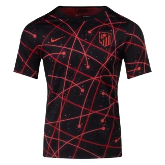 Atlético Madrid Pre-Match Tröja Herr 2025/26 Svart/Röd Kortärmad Fotbollströja