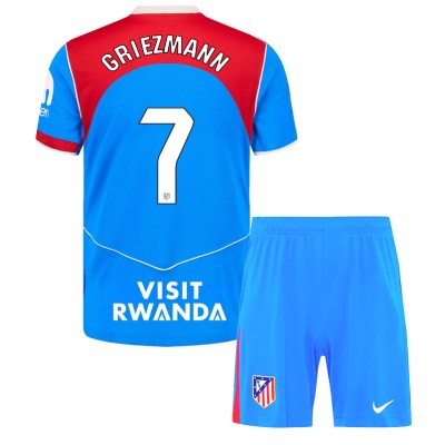 Atlético Madrid Barn Tredjeställ 2025/26 Antoine Griezmann 7 Kortärmad Tröja + Shorts 1 Atlético Madrid Tredjeställ 2025/26 Barn Antoine Griezmann #7 Kortärmad Fotbollströja + Shorts