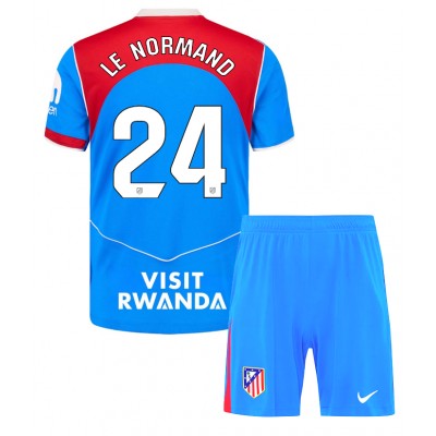 Atlético Madrid Barn Tredjeställ 2025/26 Robin Le Normand 24 Kortärmad Tröja + Shorts 1 Atlético Madrid Tredjeställ 2025/26 Barn Robin Le Normand #24 Kortärmad Fotbollströja + Shorts