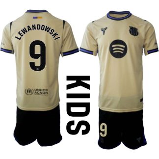 FC Barcelona Barn Bortaställ 2025/26 – Robert Lewandowski 9 – Kortärmad Fotbollströja + Shorts