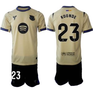 FC Barcelona Herr Bortaställ 2025/26 – Jules Kounde 23 – Kortärmad Fotbollströja + Shorts