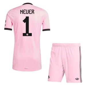 FC Bayern München Målvaktsställ Barn 2025/26 Rosa Manuel Neuer 1 Kortärmad Fotbollströja + Shorts