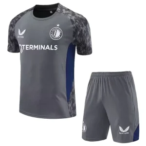 Feyenoord Träningsställ Barn 2025-26 Grå Kortärmad Tröja + Shorts