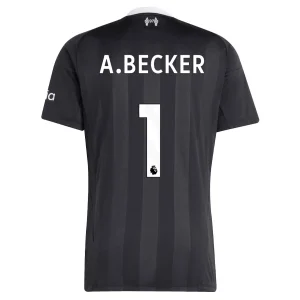 Liverpool 2025-26 Målvaktströja Herr Svart Alisson Becker 1 Kortärmad Fotbollströja