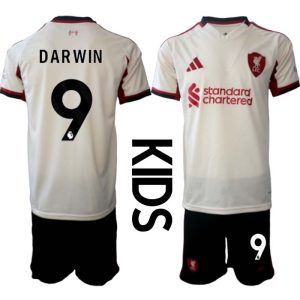 Liverpool FC Barn Bortaställ 2025/26 Darwin Núñez 9 Kortärmad Tröja + Shorts