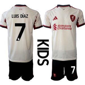 Liverpool FC Barn Bortaställ 2025/26 Luis Díaz 7 Kortärmad Tröja + Shorts
