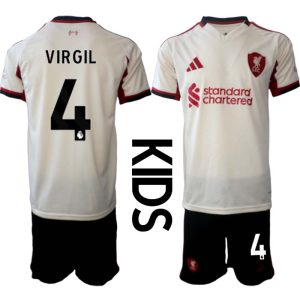 Liverpool FC Barn Bortaställ 2025/26 Virgil van Dijk 4 Kortärmad Tröja + Shorts