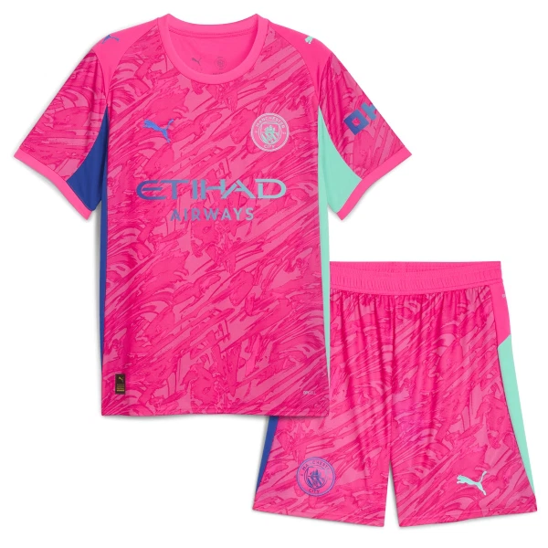 Manchester City Barn Målvakt Bortaställ 2025/26 Rosa Gianluigi Donnarumma 25 Kortärmad Tröja + Shorts 2 Manchester City 2025-26 Barn Målvaktskit Rosa Donnarumma 25