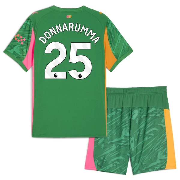 Manchester City Barn Målvakt Hemmaställ 2025/26 Grön Gianluigi Donnarumma 25 Kortärmad Tröja + Shorts Manchester City Barn Målvakt Hemmaställ 2025/26 Grön Gianluigi Donnarumma 25 Kortärmad Tröja + Shorts