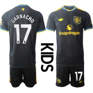 Manchester United Barn Tredjeställ 2025/26 Alejandro Garnacho #17 Kortärmad Tröja + Shorts