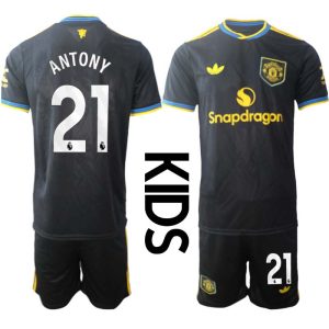 Manchester United Barn Tredjeställ 2025/26 Antony #21 Kortärmad Tröja + Shorts
