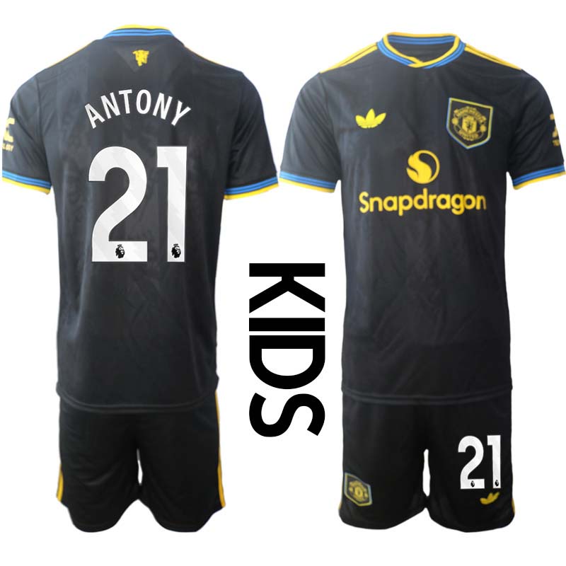 Manchester United Barn Tredjeställ 2025/26 Antony #21 Kortärmad Tröja + Shorts 1 Manchester United Barn Tredjeställ 2025/26 Antony #21 Kortärmad Tröja + Shorts