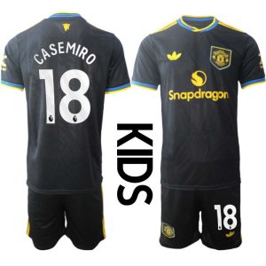 Manchester United Barn Tredjeställ 2025/26 Casemiro #18 Kortärmad Tröja + Shorts