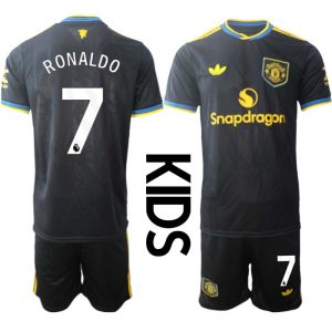 Manchester United Barn Tredjeställ 2025/26 Cristiano Ronaldo #7 Kortärmad Tröja + Shorts