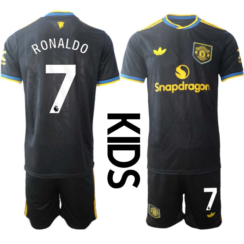 Manchester United Barn Tredjeställ 2025/26 Cristiano Ronaldo #7 Kortärmad Tröja + Shorts