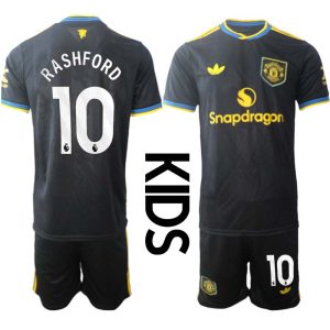 Manchester United Barn Tredjeställ 2025/26 Marcus Rashford #10 Kortärmad Tröja + Shorts