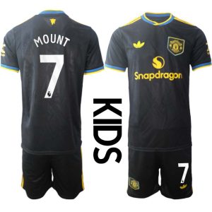 Manchester United Barn Tredjeställ 2025/26 Mason Mount #7 Kortärmad Tröja + Shorts