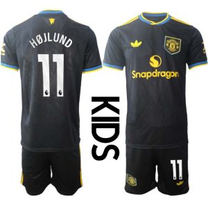 Manchester United Barn Tredjeställ 2025/26 Rasmus Højlund #11 Kortärmad Tröja + Shorts