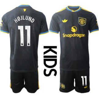 Manchester United Barn Tredjeställ 2025/26 Rasmus Højlund #11 Kortärmad Tröja + Shorts