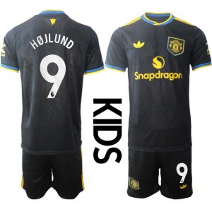 Manchester United Barn Tredjeställ 2025/26 Rasmus Højlund #9 Kortärmad Tröja + Shorts