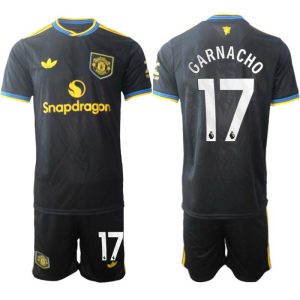 Manchester United Tredjeställ Herr 2025/26 Alejandro Garnacho #17 Kortärmad Fotbollströja + Shorts