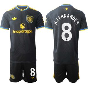Manchester United Tredjeställ Herr 2025/26 Bruno Fernandes #8 Kortärmad Fotbollströja + Shorts