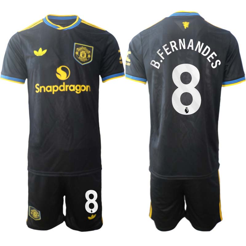 Manchester United Tredjeställ Herr 2025/26 Bruno Fernandes #8 Kortärmad Fotbollströja + Shorts 1 Manchester United Tredjeställ Herr 2025/26 Bruno Fernandes #8 Kortärmad Fotbollströja + Shorts