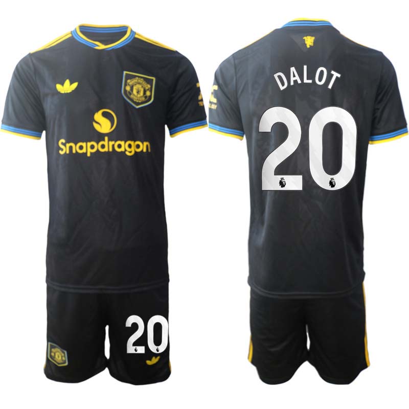 Manchester United Tredjeställ Herr 2025/26 Diogo Dalot #20 Kortärmad Fotbollströja + Shorts