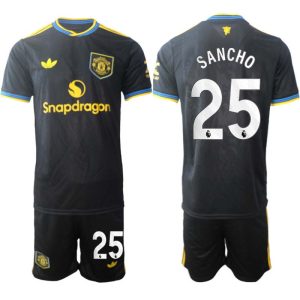 Manchester United Tredjeställ Herr 2025/26 Jadon Sancho #25 Kortärmad Fotbollströja + Shorts