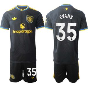 Manchester United Tredjeställ Herr 2025/26 Jonny Evans #35 Kortärmad Fotbollströja + Shorts