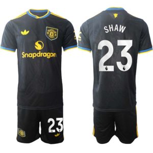 Manchester United Tredjeställ Herr 2025/26 Luke Shaw #23 Kortärmad Fotbollströja + Shorts