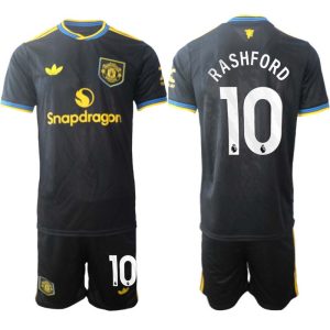 Manchester United Tredjeställ Herr 2025/26 Marcus Rashford #10 Kortärmad Fotbollströja + Shorts
