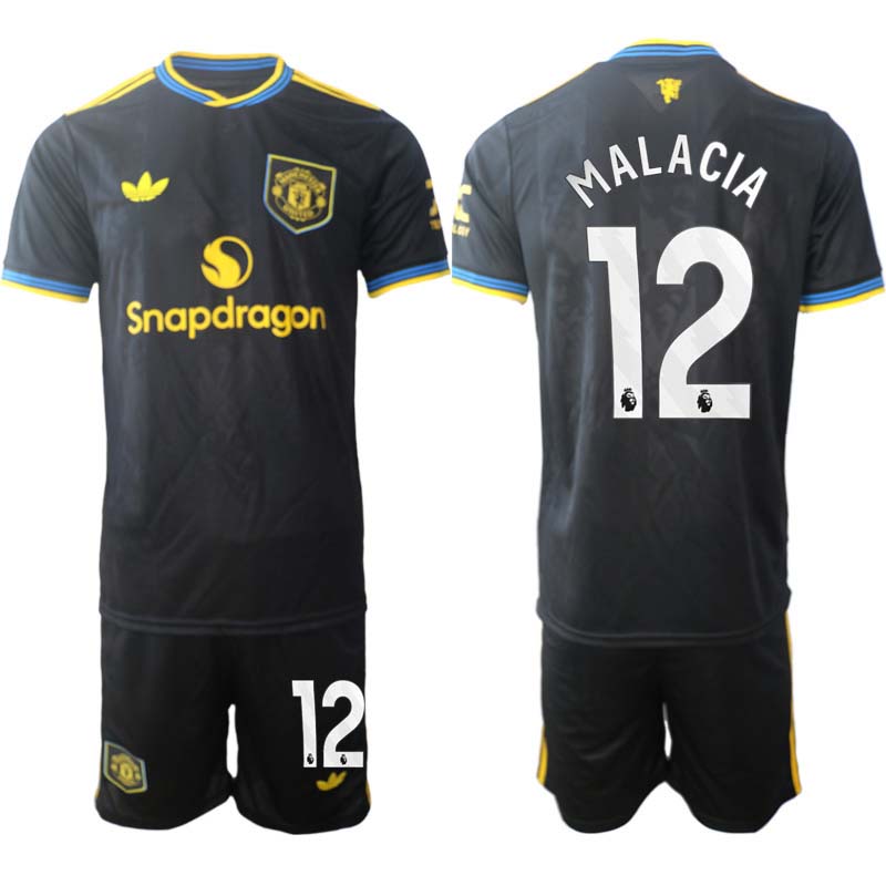 Manchester United Tredjeställ Herr 2025/26 Tyrell Malacia #12 Kortärmad Fotbollströja + Shorts Manchester United Tredjeställ Herr 2025/26 Tyrell Malacia #12 Kortärmad Fotbollströja + Shorts