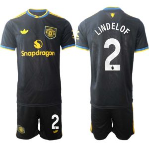 Manchester United Tredjeställ Herr 2025/26 Victor Lindelof #2 Kortärmad Fotbollströja + Shorts