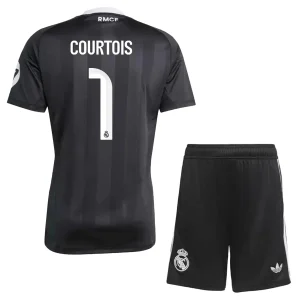 Real Madrid Thibaut Courtois 1 Målvaktsställ Barn 2025-26 Svart Kortärmad Tröja + Shorts