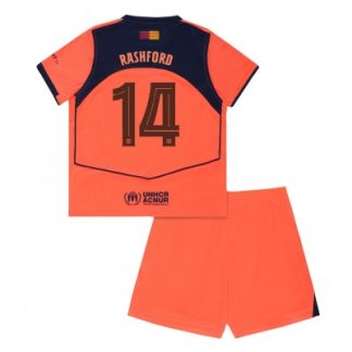 FC Barcelona Barn Tredjeställ 2025/26 Marcus Rashford #14 Kortärmad Tröja + Shorts