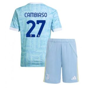 Juventus Barn Bortaställ 2025/26 Andrea Cambiaso 27 Kortärmad Tröja + Shorts