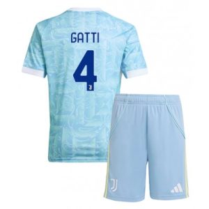 Juventus Barn Bortaställ 2025/26 Federico Gatti 4 Kortärmad Tröja + Shorts
