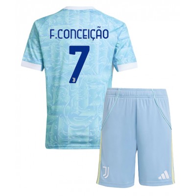 Juventus Barn Bortaställ 2025/26 Francisco Conceição 7 Kortärmad Tröja + Shorts