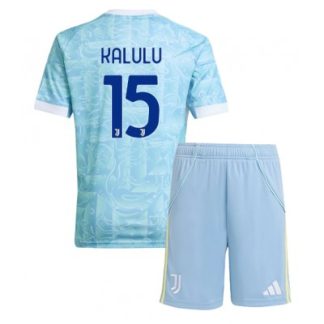Juventus Barn Bortaställ 2025/26 Pierre Kalulu 15 Kortärmad Tröja + Shorts