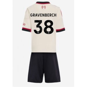 Liverpool Barn Bortaställ 2025/26 Ryan Gravenberch 38 Kortärmad Tröja + Shorts