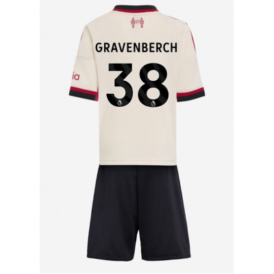 Liverpool Barn Bortaställ 2025/26 Ryan Gravenberch 38 Kortärmad Tröja + Shorts