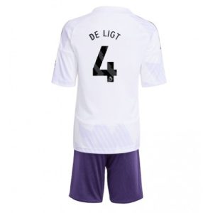 Manchester United Barn Bortaställ 2025/26 Matthijs de Ligt 4 Kortärmad Tröja + Shorts