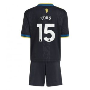 Manchester United Barn Tredjeställ 2025/26 Leny Yoro 15 Kortärmad Tröja + Shorts