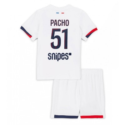 Paris Saint-Germain Barn Bortaställ 2025/26 Willian Pacho 51 Kortärmad Tröja + Shorts
