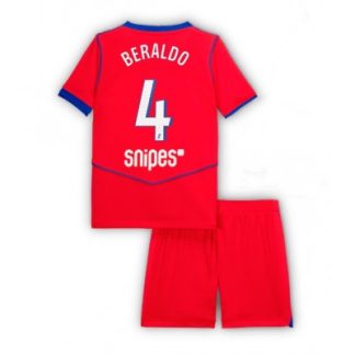 Paris Saint-Germain Barn Tredjeställ 2025/26 Lucas Beraldo 4 Kortärmad Tröja + Shorts