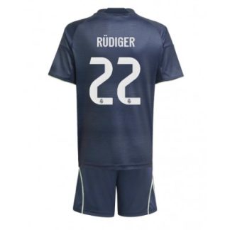 Real Madrid Barn Bortaställ 2025/26 Antonio Rüdiger 22 Kortärmad Tröja + Shorts